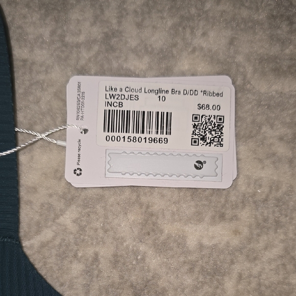 LULULEMON Like A Cloud Longline Ribbed D/DD COLOR CODE INCB SIZE 10 NWT - Picture 5 of 5